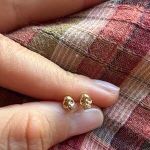 Gold Skull Stud Earrings
